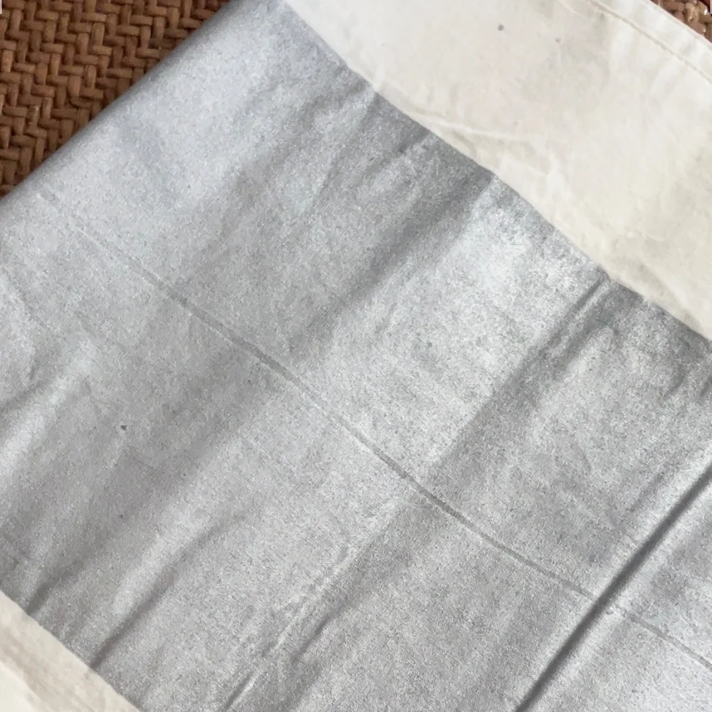West Elm painted silver white table runner 14 x 90 cotton